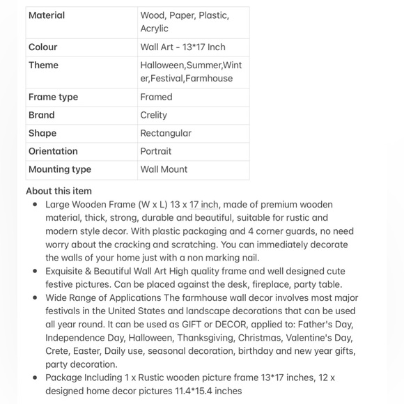 Farmhouse Wall Sign 12 Interchangeable Pictures Art 13x17'' Rustic Picture Frame - Picture 8 of 8